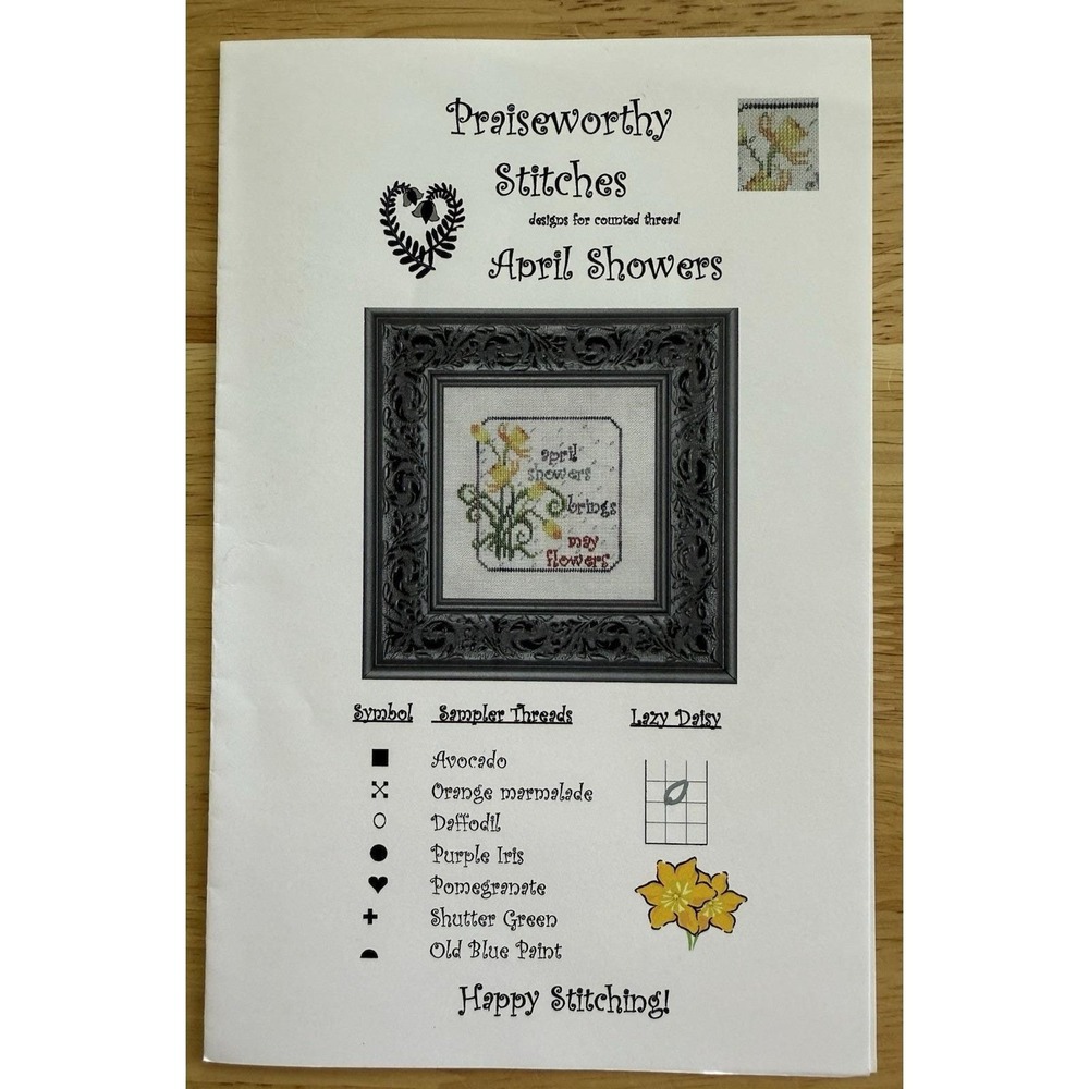 APRIL SHOWERS Bring May Flowers Praiseworthy Stitches Counted Cross Stitch Chart